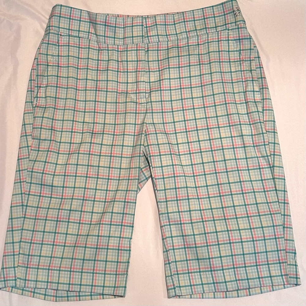 IZOD 10” Golf Shorts blue, pink, green and yellow Women’s Size 2. So Cute!